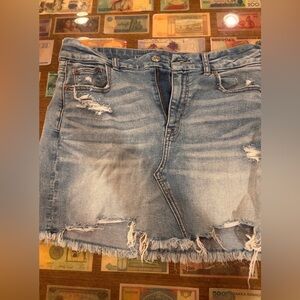 Distressed Denim Mini Skirt